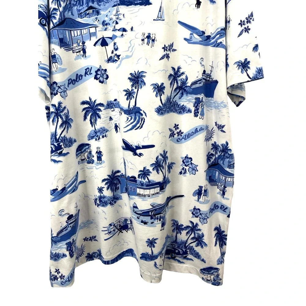 Polo Ralph Lauren‎ Bear Jersey T-Shirt top Size 2XLT aloha palm beach vacation